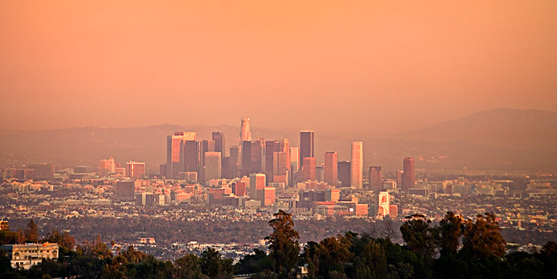Los Angeles, CA: Downtown Los Angeles at sunset