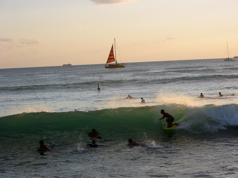 Honolulu, HI: Surfing at Waikiki, Honolulu, HI