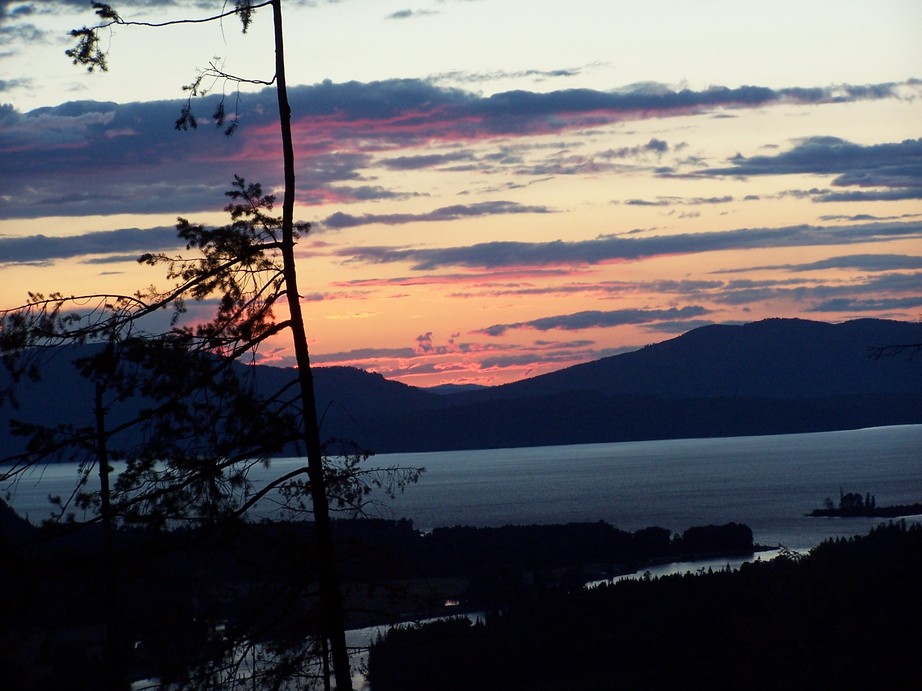 Clark Fork, ID: Sunset View over Clark Fork River and Lake Pend Oreille