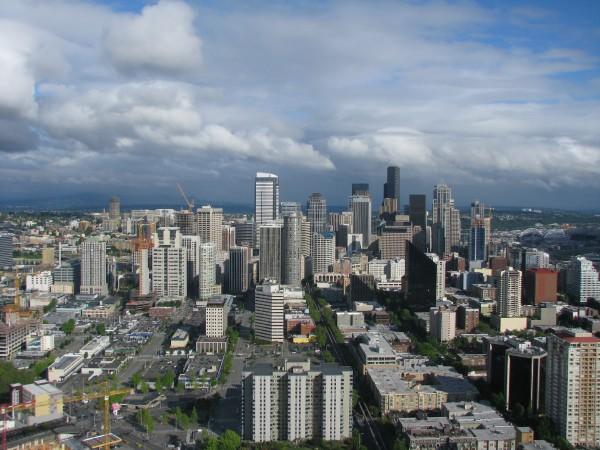 Seattle, WA : Seattle thru eyes on top of the Space Needle