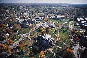 Greencastle, IN: DePauw University Campus, aerial view