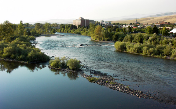 Missoula, MT : Downtown Missoula from the University bridge