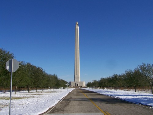 Deer Park, TX: Snow At The Birth Place Of Texas-The San Jacinto Monument Dec.2008