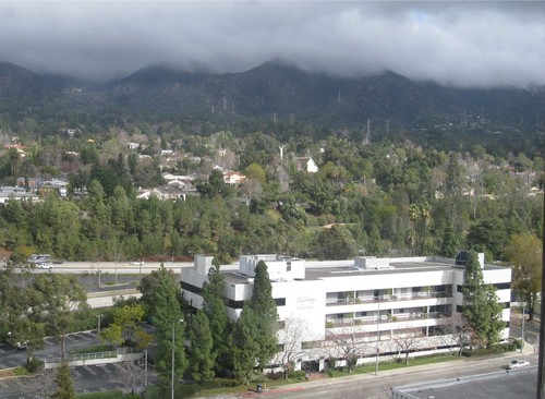 La Crescenta-Montrose, CA: Praying with Our Lord through a window at Verdugo Hospital