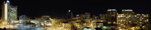 San Jose, CA: Panorama of Downtown San Jose at the corner of Fourth Street & Santa Clara Street