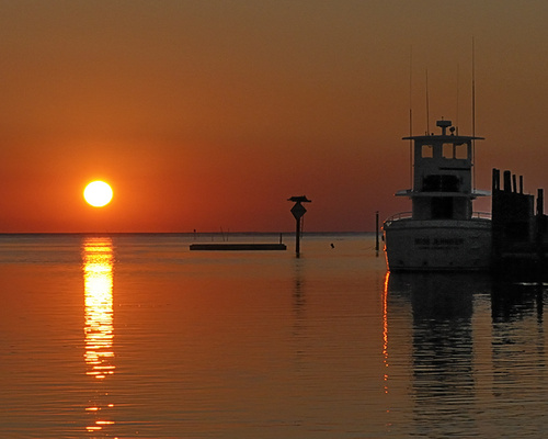 Cape Charles, VA : Miss Jennifer Resting at Sunset - Kings Creek Inlet