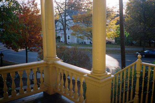 Newton, MA : Newton Corner - Cool Fall morning on the front porch