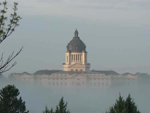 Pierre, SD: South Dakota's Capitol building on a foggy morning (2008)