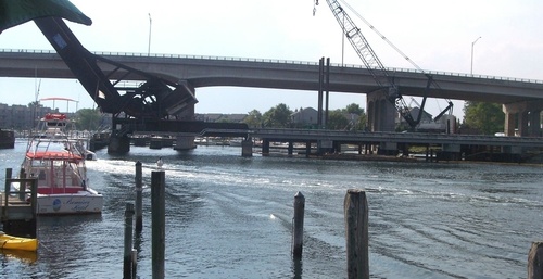 Belmar, NJ : bridge opening for fishing boat summer 2008