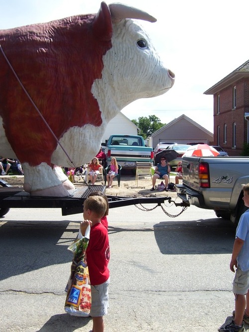 Garnavillo, IA: The "Big Cow" during Garnavillo's famous 4th of July Parade