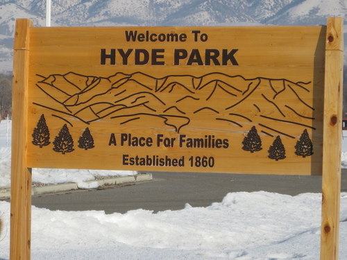 Hyde Park, UT: Welcome sign for Hyde Park, Utah