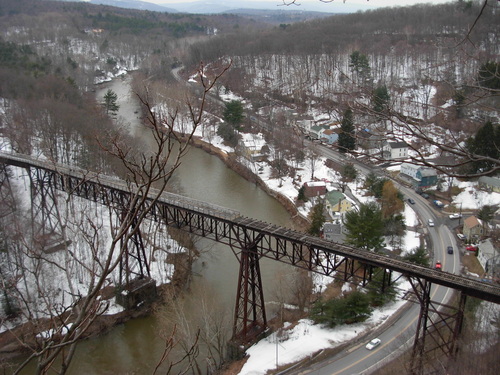 Rosendale, NY: Rail Trail Bridge, shot from atop Joppensberg Mountain