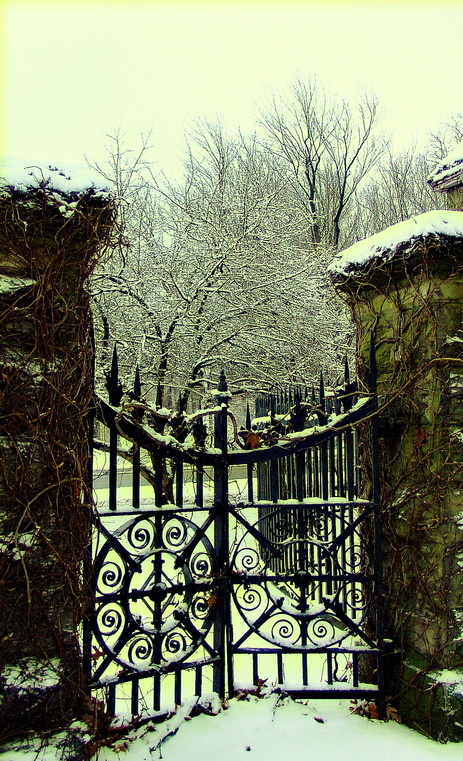 Rochester, NY: Winter Gate at Mount Hope Cemetary