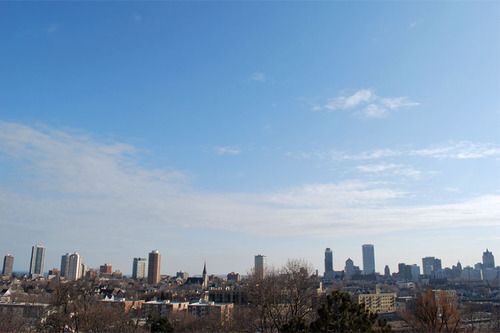 Milwaukee, WI : Milwaukee Downtown Horizon from North Ave on Eastside.