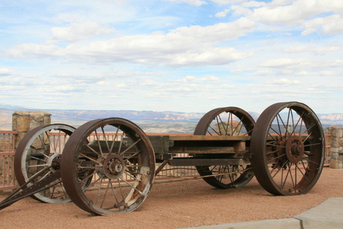 Jerome, AZ : old wagon from scenic view - jerome az