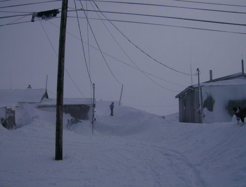 Kongiganak, AK : High winds in March created high drifts