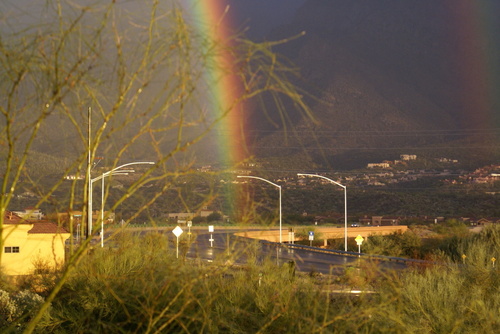Oro Valley, AZ: Rainbow looking at Pusch Ln bridge