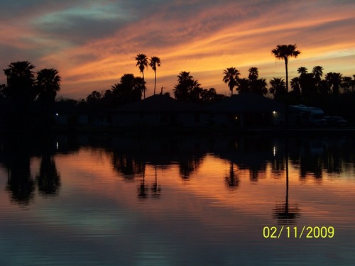 Mission, TX: Sunset on lake at Boca Pila