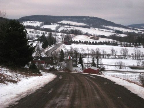 Franklin, NY : View of a Franklin,NY farm on a hill side
