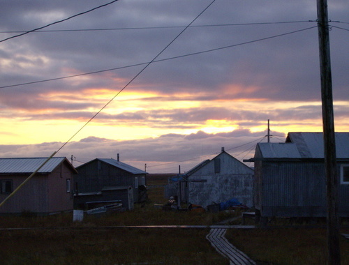 Kongiganak, AK : Sunset over Kong Downtown area photo, picture, image