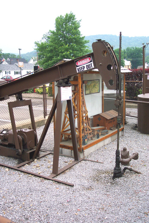 Bradford, PA: One of the oldest producing oil wells in the USA. Downtown, Bradford, PA
