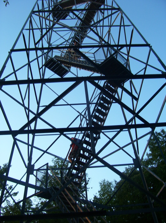 Elba, MN: This is laying down, underneath the firetower in Elba, Minnesota on a clear and warm summer day.