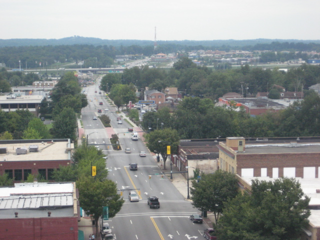 Salisbury, NC: Top of Wallce Building looking east torward I-85