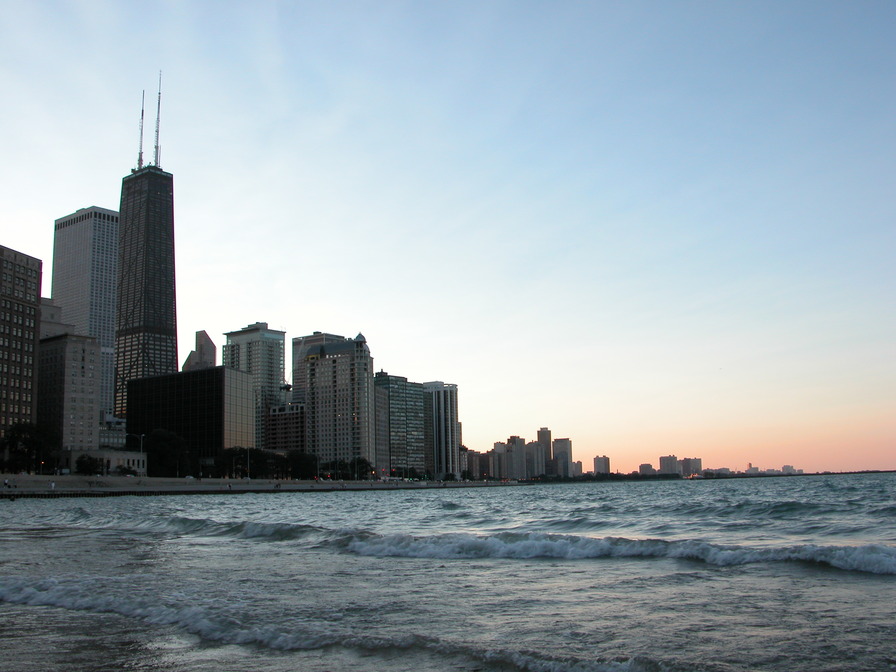 Chicago, IL: Chicago skyline viewed from Olive Park Beach.
