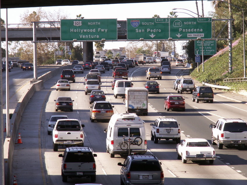 Los Angeles, CA: Traffic on the 101, downtown Los Angeles