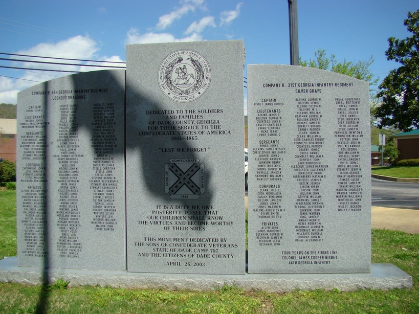 Trenton, GA: Confederate Veterans monument with Flag shadow
