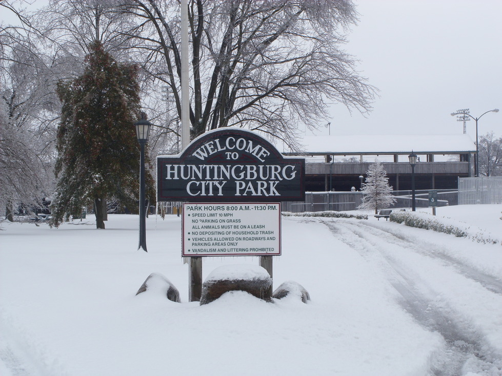 Huntingburg, IN: City park after the snow/ice storm of winter 09