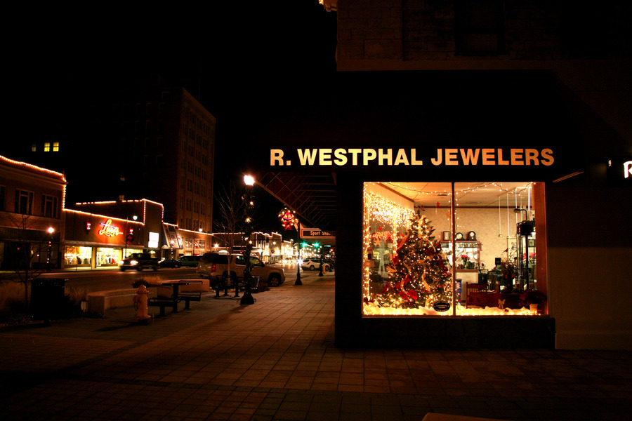 Hutchinson, KS: Westphal Jewelers, Christmastime at Night
