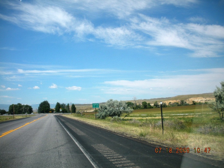 Hudson, WY: Entrance to Hudson from the north on the 789 highway