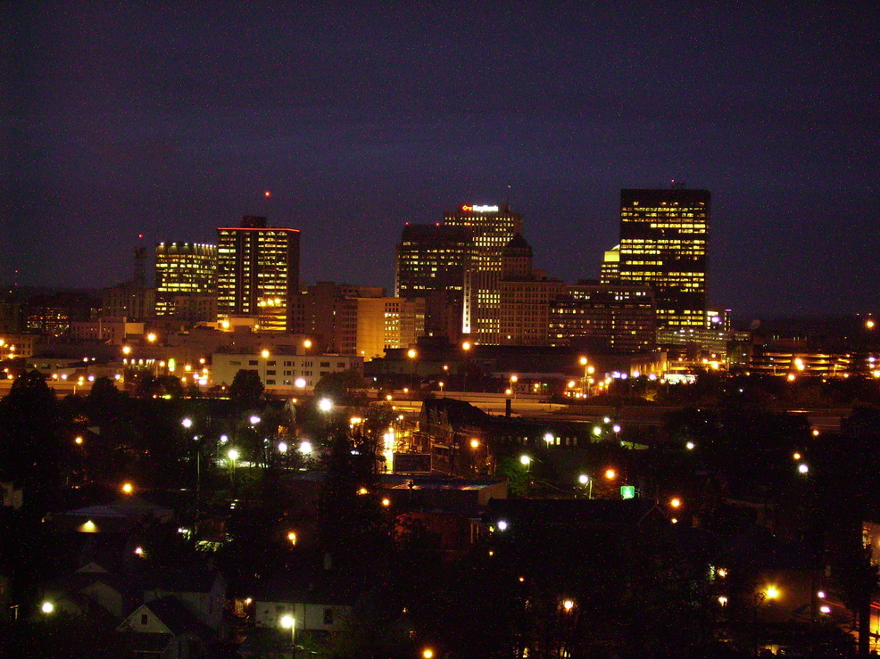 Dayton, OH: the Dayton skyline from the 6th floor of the Miami Valley Hospital parking garage.