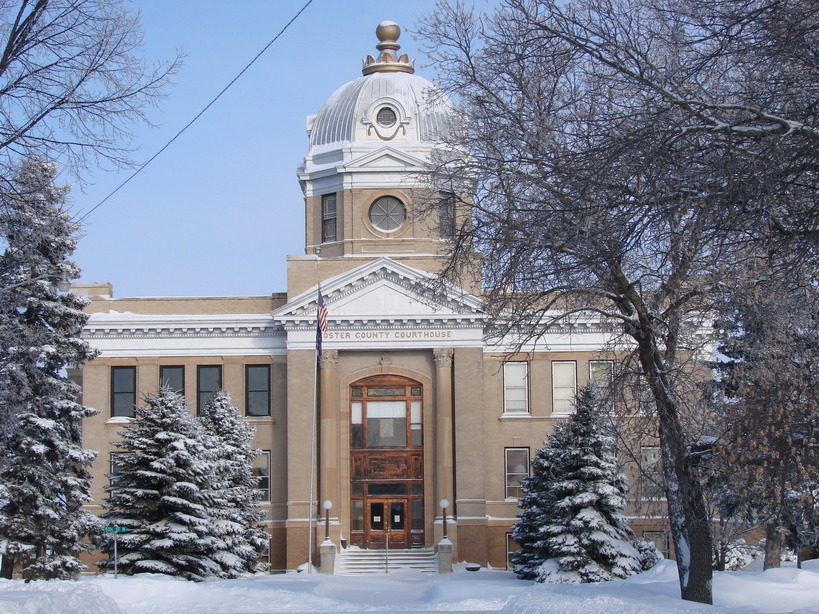 Carrington, ND: Foster County Courthouse in Winter - Carrington, ND