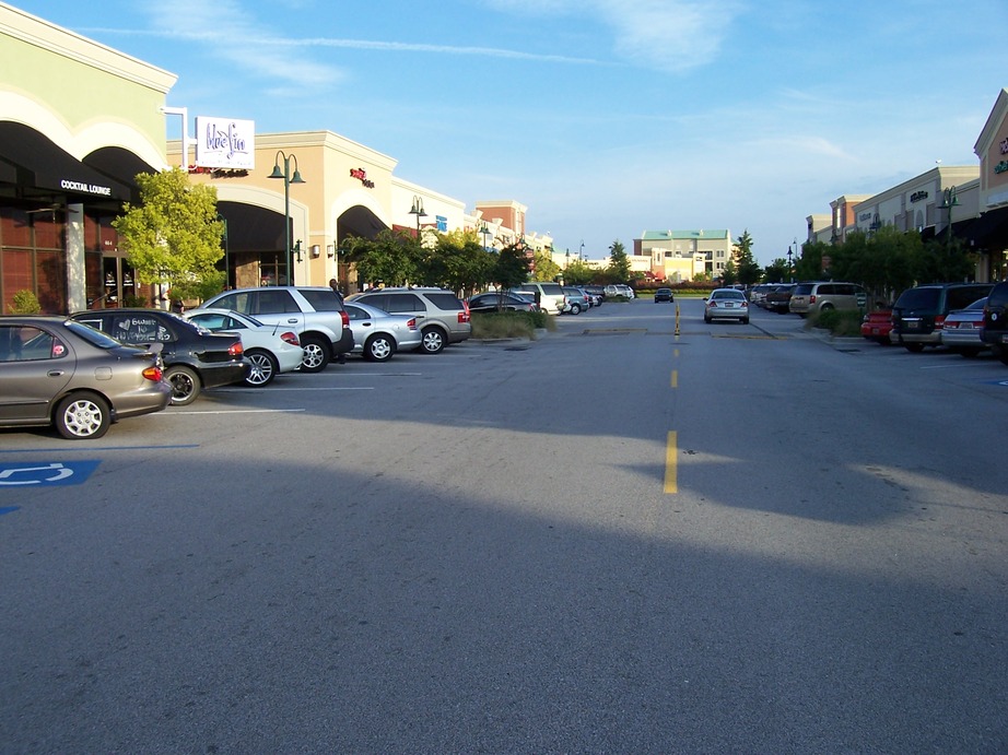 Pontiac, SC: A view down Town Center Place in the Village at Sandhill mall, 18:26 September 14th, 2009.