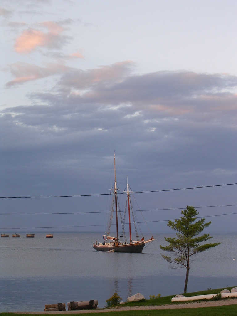 St. Ignace, MI: St.Ignace:Roseway boat in lake Huron