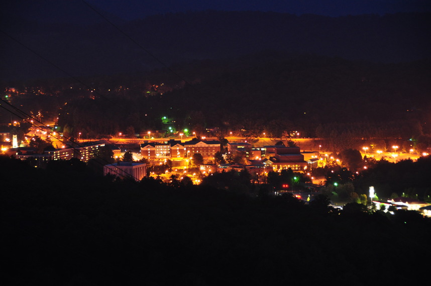 Cullowhee, NC: Over-look from Jackson County Airport looking at the lights of Western Carolina University and Cullowhee North Carolina