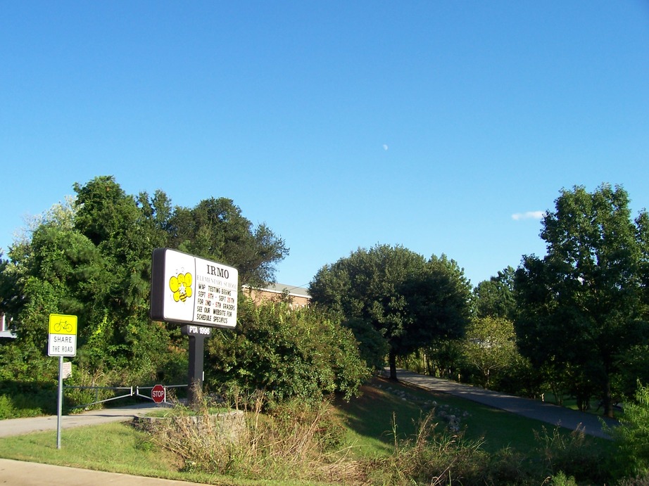 Irmo, SC: Irmo Elementary School is off busy Lake Murray Blvd, but is secluded from view.