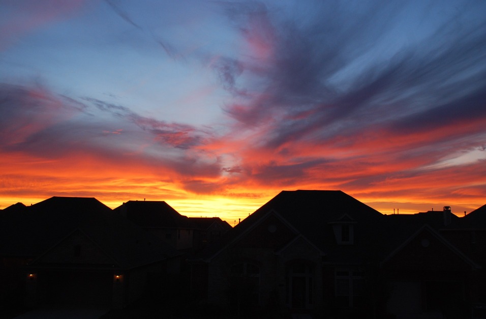 Richmond, TX: Sunset over suburban homes