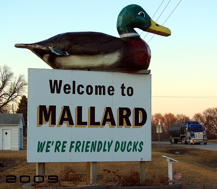 Mallard, IA: The signage, welcoming visitors to Mallard