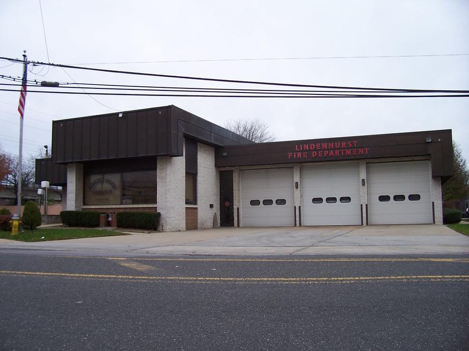 Lindenhurst, NY: Lindenhurst Fire Department. On the windows it reads Liberty Hose Company #1 and Union Hook and Ladder Company #1.