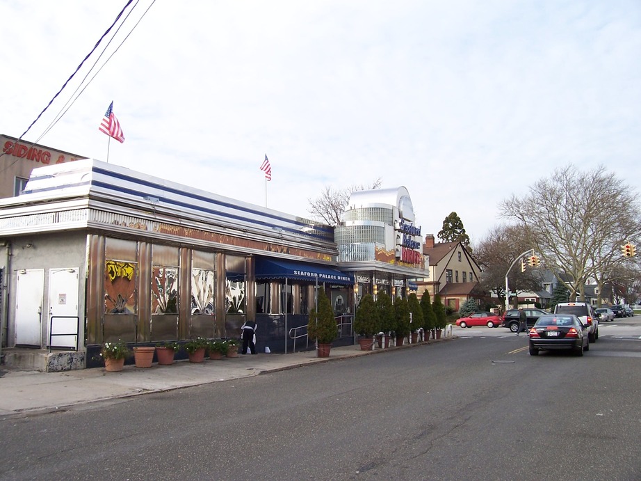 Seaford, NY: A worker polishes the gleaming stainless steel exterior of the Seaford Palace Diner on a balmy December afternoon.