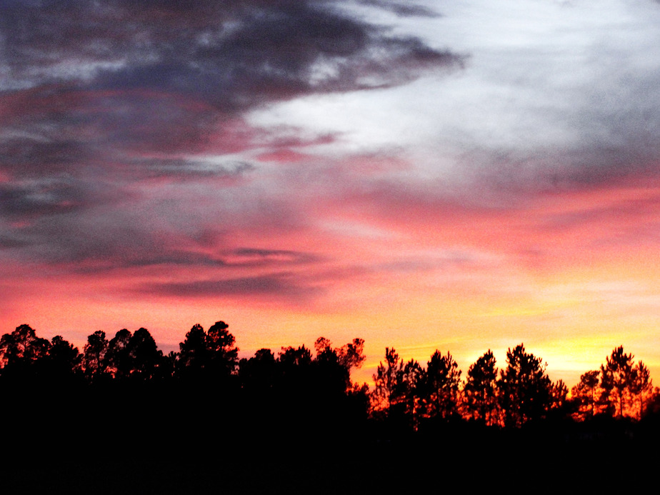 Lugoff, SC: setting sun-