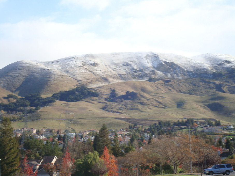 Fremont, CA: This is a view of Mission Peak with snow from Mission San Jose district in Fremont