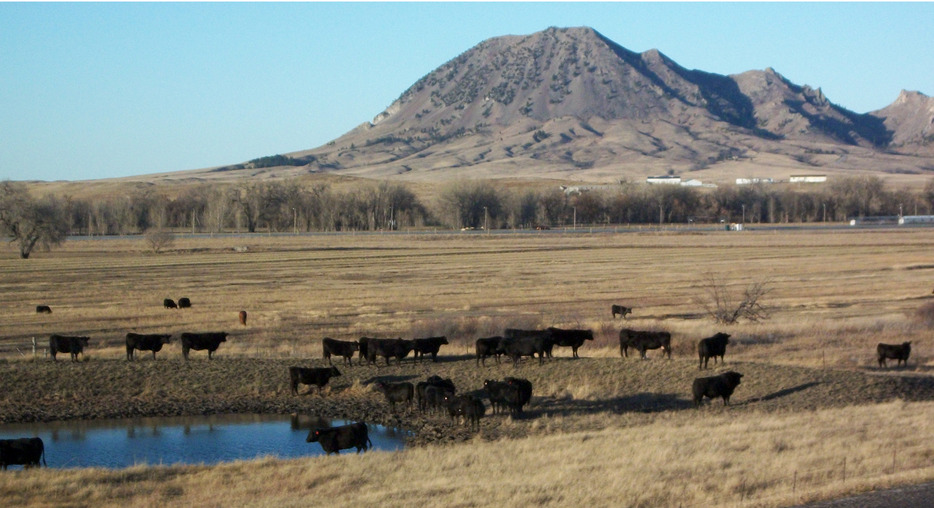 Sturgis, SD: this is the view of Bear Butte from hwy 79 in Sturgis. Bear Butte is three miles north of Sturgis.