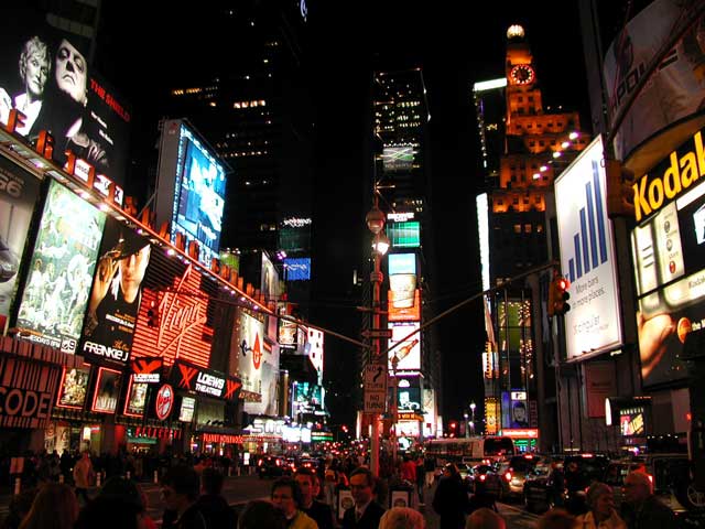 Lockport, NY: Broadway In Manhattan At Night