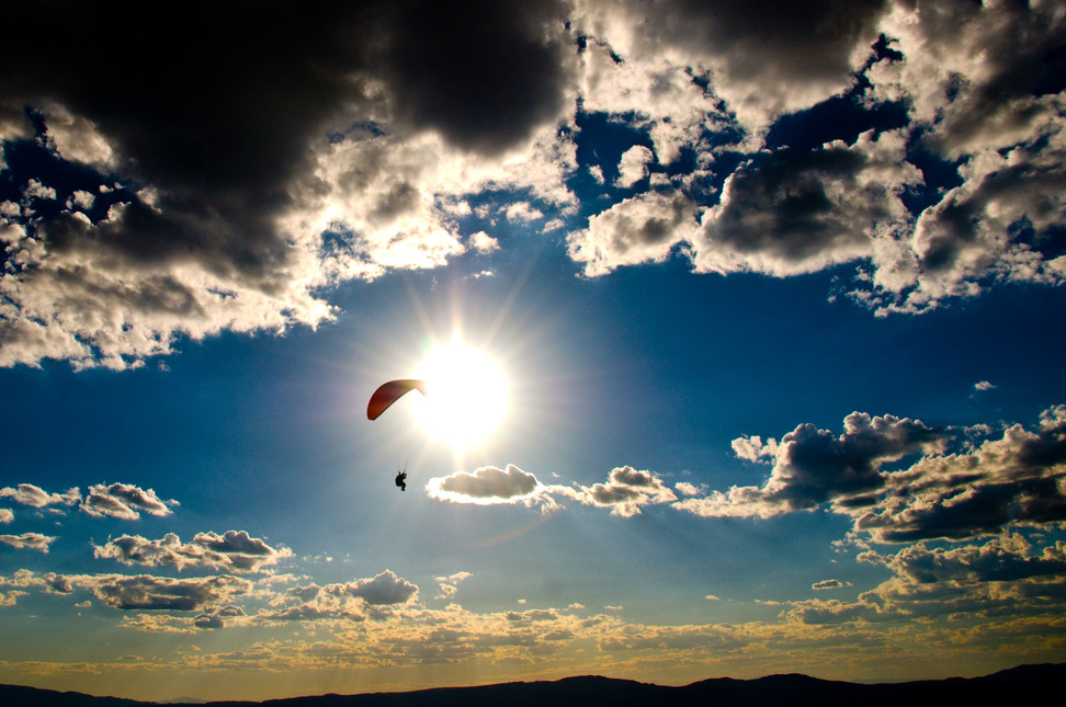 Richfield, UT: Paraglider over Richfield's mountains