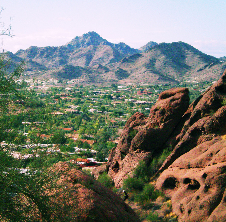 Paradise Valley, AZ: Looking over part of Paradise Valley from the trail on Camelback Mountain.