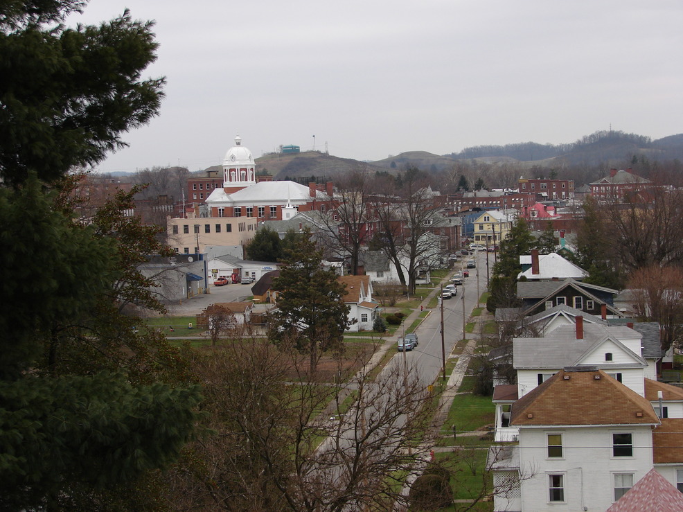 Buckhannon, WV: Courthouse in distance taken from St. Joseph Hospital Hill.
